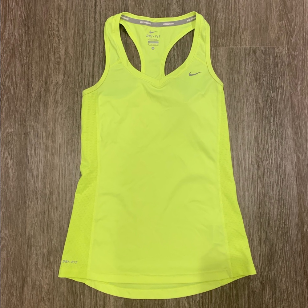 Neon Yellow / Green Nike Racerback V Neck Tank Top